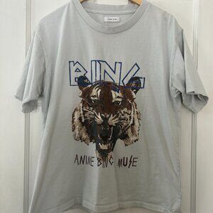 Anine Bing Cream/Off-white Tiger Muse Tshirt Size Large